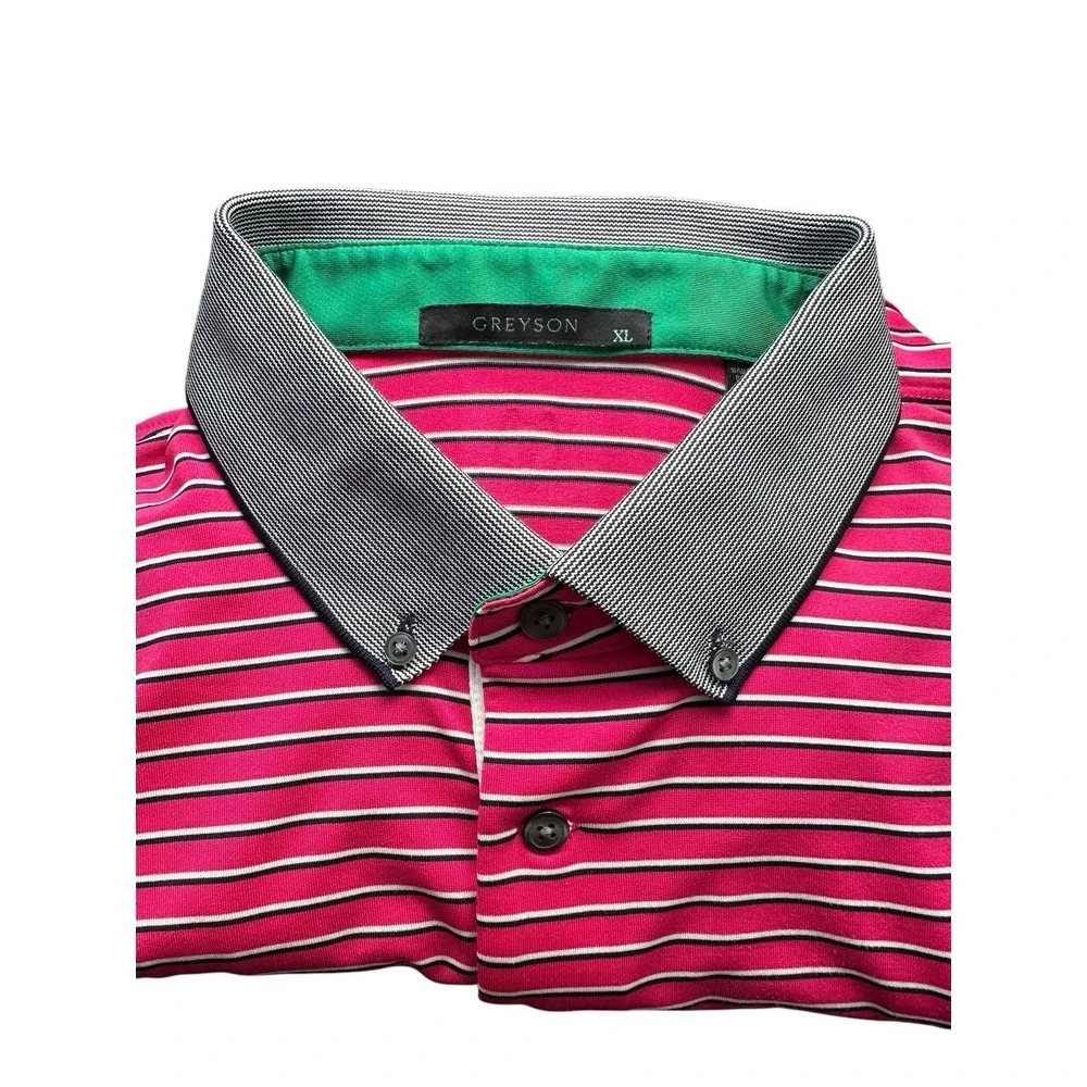 Greyson Men's Polo Shirt‎ Size XL Pink Striped Golf Preppy Performance #D3-6